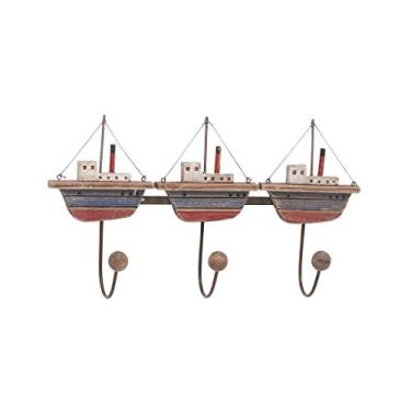 Imagem de Deco 79 Ganchos de barco de metal de madeira 45,72 cm L, 25,4 cm A - 38765, 45,72 cm x 25,4 cm
