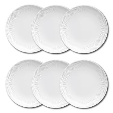 Imagem de Conjunto de Pratos Rasos Germer Shell em Porcelana Branco – 6 Peças