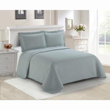 Imagem de Colcha Matelassê - Pompom - King Size - C/ Porta Travesseiro - Azul - Camesa
