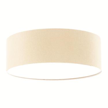 Imagem de Luminária Plafon Redondo Cúpula Em Tecido Cáqui 40X15