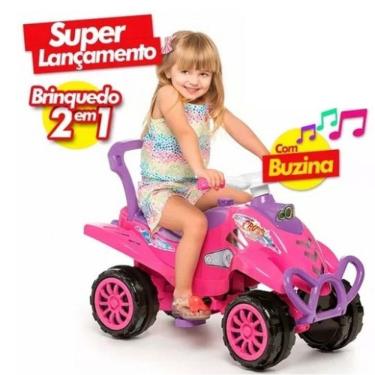 Imagem de Cross Turbo Calesita Quadriciclo Infantil Carrinho de Passeio Pedal 2 Em 1 Rosa
