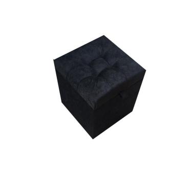 Imagem de Puff Baú Quadrado Em Suede Amassado 35 Cm - Preto