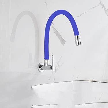 Imagem de Torneira universal para pia fria simples na parede, torneira giratória para máquina de lavar roupa, esfregão, torneira para piscina, torneira externa para lavar as mãos, tubo azul