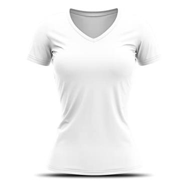 Imagem de Camiseta UV Protection Feminina Manga Curta Adstore Branco UV50+ Dry Fit Secagem Rápida (M)