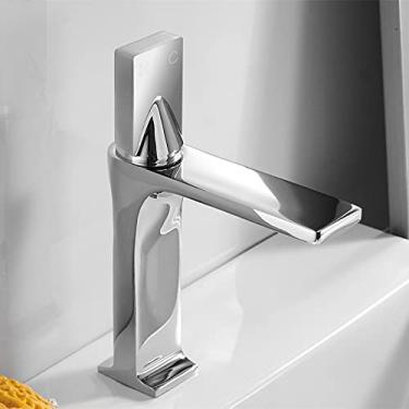 Imagem de Torneiras de bacia Cachoeira Torneira de banheiro de manípulo único misturador de bacia de banho torneira antiga de bronze pia de água guindaste de prata, 855002, cromo, china