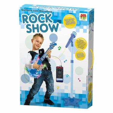Imagem de Guitarra Infantil Com Microfone Pedestal - Rock Show - Azul - Dm Toys