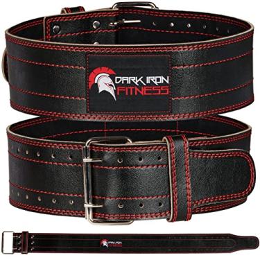 Imagem de Cinto para levantamento de peso Dark Iron MED Fitness para levantamento de peso e levantamento terra, couro preto premium para suporte central, academia, treino de força