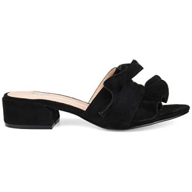 Imagem de Brinley Co. Tênis feminino Salest de camurça sintética com babados, preto, 35, regular EUA, Preto, 12