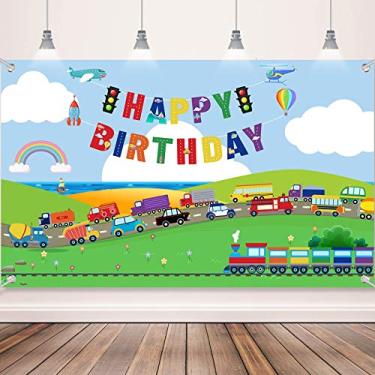 Imagem de Transporte, artigos de festa de aniversário, decoração de cenário de trânsito, banner para meninos e meninas, lembrancinha de festa de aniversário, carro, ônibus, trem, avião, tema