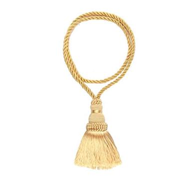 Imagem de 2 peças de cortina tieback borla bola pendurada borlas suporte de cortinas fivela corda de algodão tecida à mão alça de gravata acessórios de quarto, ouro, 2 peças