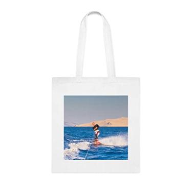 Imagem de Sacola Wakeboarder, sacola Wakeboarder ao pôr do sol, presente de wakeboarder, bolsa de ombro de wakeboarder, sacos reutilizáveis para wakeboarder, ideia de presente de cesta de natal