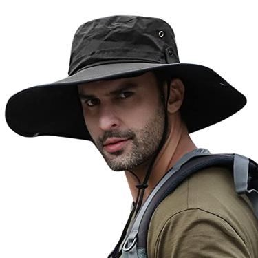Imagem de Chapéu de sol, Moniss Chapéu de sol de aba larga proteção UV chapéu de balde dobrável para pesca caminhada acampamento 12 cm aba