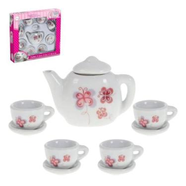 Imagem de Conjunto Xícaras Chá Porcelana Brincando Casinha Borboleta - Loja Cois