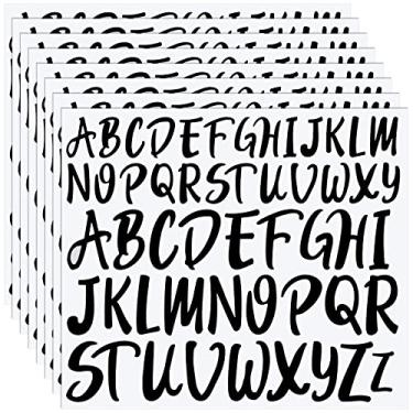 Imagem de 8 folhas de adesivos de letras de vinil autoadesivos caligrafia adesivos de letras pretas para caixa de correio, sinais, janela, porta, carros, caminhões, casa, negócios, número de endereço (preto, 1 polegada 1,5 polegadas)