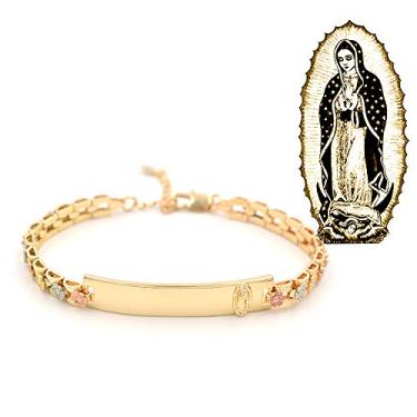Imagem de Giffor Braceletes femininos de ouro 14 k Our Lady Virgem Maria