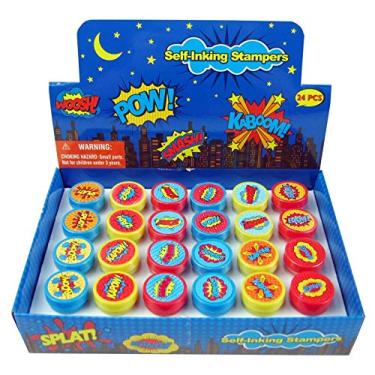 Imagem de Tiny Mills carimbos sortidos de super-heróis, 24 peças, carimbos de auto-tinta para crianças (12 designs diferentes), festa de aniversário de super-heróis, brindes de festa de super-heróis, lembrancinhas de enchimento de bolsas, selos de professor de sala de aula