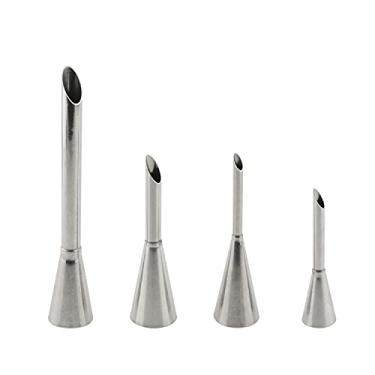 Imagem de DGHAOP Kit de bicos de confeitar para confeitar creme de bolo 4 em 1 304 de aço inoxidável para confeitar doces fondant assar bolos decoração