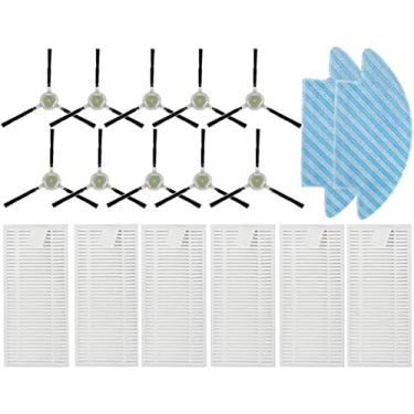 Imagem de JJ Neumann Acessórios de peças de reposição compatíveis com aspirador robô M210 M210S M210B M213 Mop, 10 escovas e 6 filtros Hepa 2 Mops