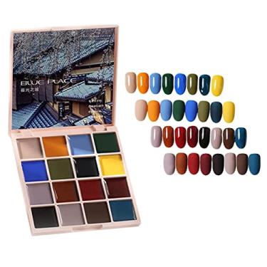 Imagem de Yajun Paleta de gel de esmalte de unhas, sólido, 16 cores, kit de manicure de arte de verão, sala de estar, semipermanente, creme de pudim, pintura de gel em casa para mulheres, A, 9,5 * 9,1 cm