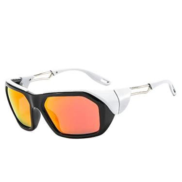 Imagem de Óculos de sol polarizados esportivos masculinos, óculos de sol de luxo, óculos de sol masculinos de armação grande, óculos de pesca de ciclismo, C7 preto branco vermelho, lente polarizada