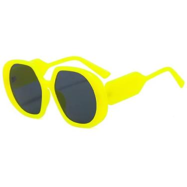 Imagem de Óculos de Sol Feminino Redondos Brancos Grandes Grandes Armações D Luxo Grande Gradiente Óculos de Sol Hipster Vintage Tons Óculos Femininos, C3 Amarelo Preto, UV400