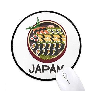 Imagem de DIYthinker Tapete de mouse tradicional japonês saboroso sushi desktop escritório tapete redondo para computador