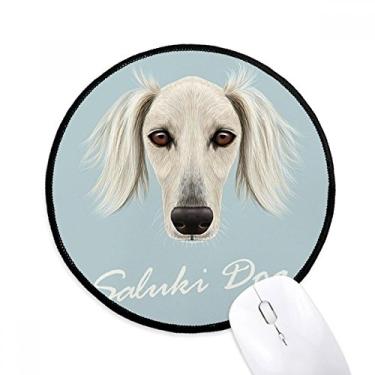 Imagem de Mouse pad branco Saluki cão animal animal de estimação tapete redondo para escritório para computador