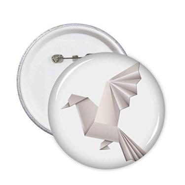 Imagem de Emblema geométrico abstrato origami com estampa de pombo, broches e botões, 5 peças