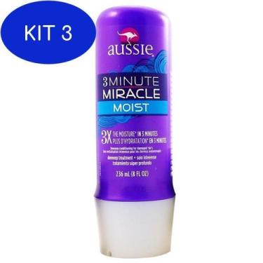 Imagem de Kit 3 Aussie 3 Minute Miracle Moist 236ml Mascara De Tratamento - Crem