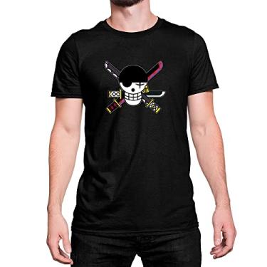 Imagem de Camiseta T-Shirt Caveira Skull One Piece Espada Cor:Preto;Tamanho:G