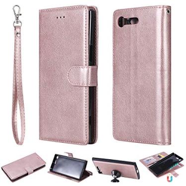 Imagem de Capa carteira premium para Sony Xperia XZ, [2 em 1 removível] suporte magnético de couro PU com compartimentos para cartão capa protetora flip [capa interna à prova de choque de TPU] Capa para Sony Xperia XZ Premium (rosa)