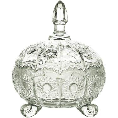 Imagem de Bomboniere Potiche de Cristal C/Pé Sun Transparente 21x16cm Lyor