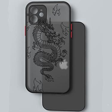 Imagem de Black Dragon Phone Case para iPhone 11 7 8 Plus X XR XS 12 12pro MAX 6S 6 SE 2020 Fashion Animal Hard PC Back Cover Shell, 2,1 Black, C4429, Para iPhone 11 Pro
