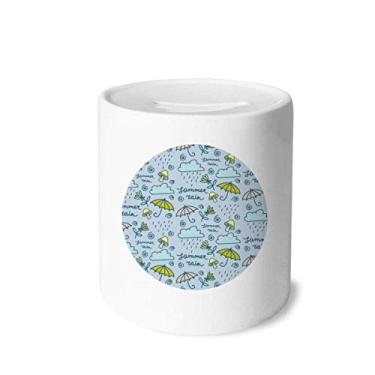 Imagem de DIYthinker Guarda-chuva cogumelo nuvem chuva flor dinheiro caixa caixa caixa cerâmica porta-moedas presente cofrinho
