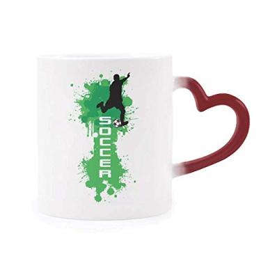 Imagem de Caneca com texto de futebol americano, esportes, sensível ao calor, vermelha, muda de cor, grés