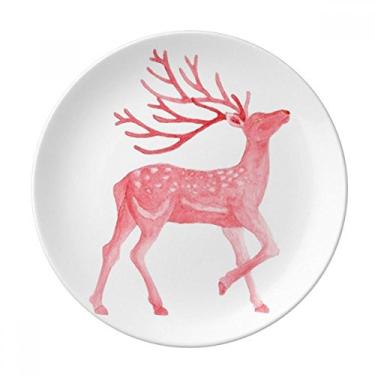 Imagem de IUCN Placa decorativa de cervo de sika vermelha com animais ameaçados de extinção de porcelana decorativa Salver louças de jantar