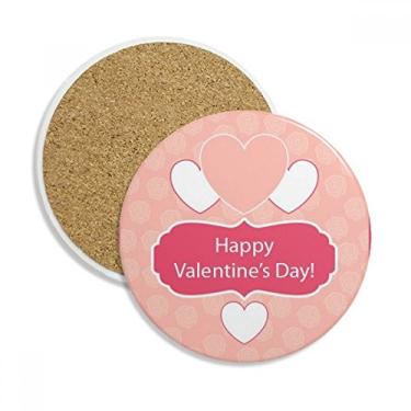 Imagem de Caneca de porta-copos rosa e branca para o dia dos namorados, pedra absorvente de proteção de mesa