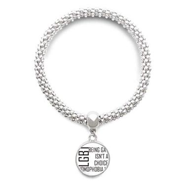 Imagem de DIYthinker Pulseira LGBT com pingente de bandeira de arco-íris escolha, ou não de prata, bracelete ajustável