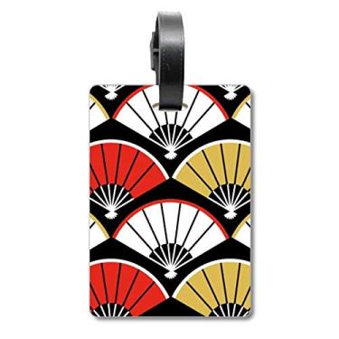Imagem de Ventoinha dobrável vermelha preta dourada bolsa etiqueta cartão de bagagem pendurado Scutcheon etiqueta