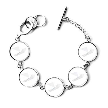 Imagem de DIYthinker Bracelete de corrente com padrão de pombo branco abstrato origami