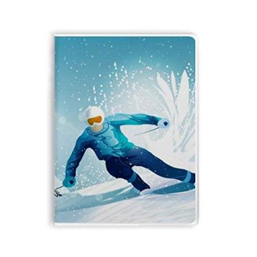 Imagem de Caderno de ilustração de esquis e polo de esqui para esportes de inverno, capa de chiclete, diário de capa macia