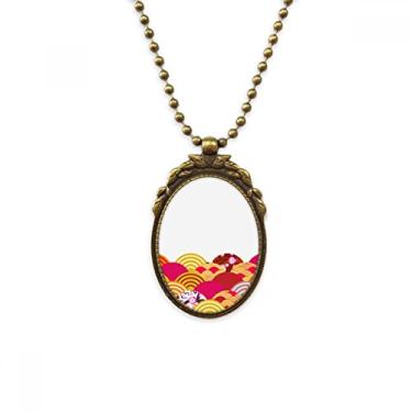 Imagem de DIYthinker Line Sakura padrão geométrico colar antigo pingente chaveiro com contas vintage