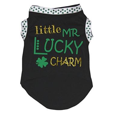 Imagem de Camiseta Petitebella Little Mr Lucky com pingente de cachorroPetitebella Large preto CCGT0328