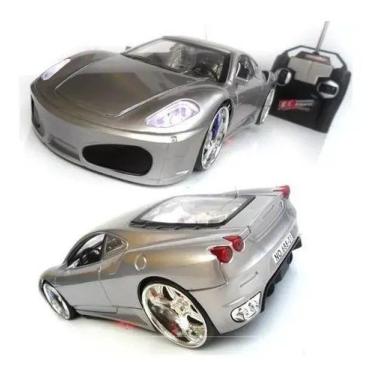 Imagem de Carrinho De Controle Remoto Carro Ferrari F430 Com Led Prata - Dm Toys