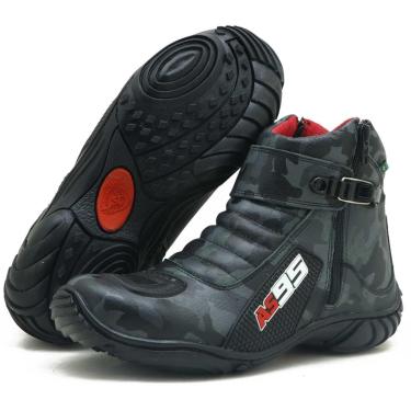 Imagem de Bota motociclista semi-impermeável multicores AS95 em couro legítimo - Atron Shoes-Unissex