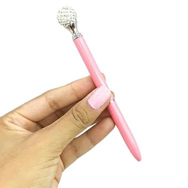 Imagem de Caneta Esferográfica 0.7 mm Metal Topo Strass Papelaria Escolar (Rosa Claro)