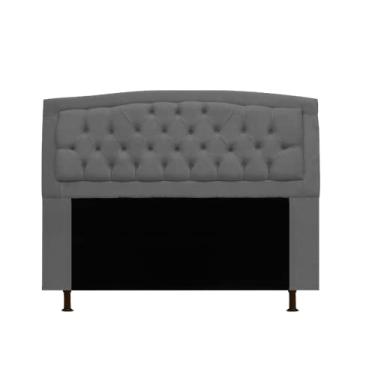Imagem de Cabeceira Estofada Geovana Para Cama Box Queen 160 cm Suede Cinza - LM DECOR