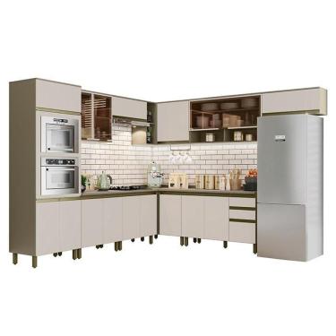 Imagem de Cozinha Completa de Canto 10 Peças Connect com Torre Quente e Aéreo Vidro - Móveis Henn