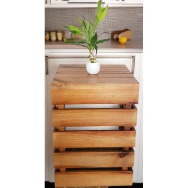 Imagem de Capa para botijão a gás de madeira maciça 45x45x60 Cor: Verniz Claro