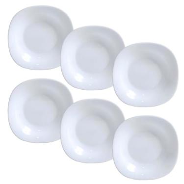 Imagem de Jogo com 6 Pratos Fundos Quadrados para Refeição Sopa Vidro Opal 23cm Diva